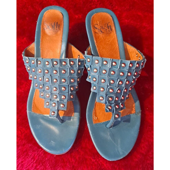 Söfft Clogs Wedges Sexy Gold Studded Pumps High Heels Women's Shoes Sz 7.5M - Picture 1 of 13